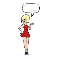 cartoon pretty woman with speech bubble N232