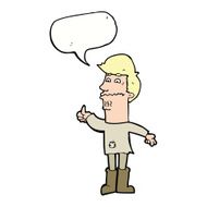 cartoon nervous man with speech bubble N117