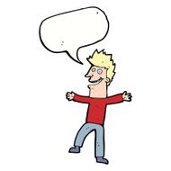 cartoon happy man with speech bubble N392