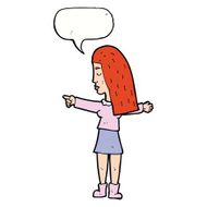 cartoon woman pointing with speech bubble N181