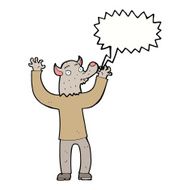 cartoon happy werewolf man with speech bubble N5