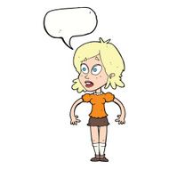 cartoon surprised woman with speech bubble N207