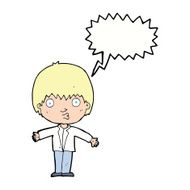 cartoon amazed boy with speech bubble N14