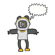 cartoon deep sea diver with speech bubble N26