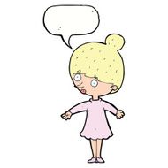 cartoon surprised woman with speech bubble N208
