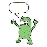 cartoon frightened frog with speech bubble