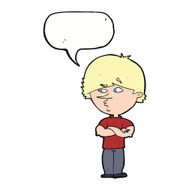cartoon suspicious man with speech bubble N35