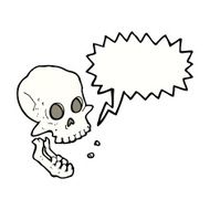 cartoon laughing skull with speech bubble N9