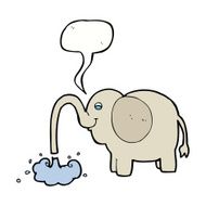 cartoon elephant squirting water with speech bubble N18