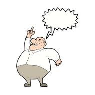 cartoon big fat boss with speech bubble N9