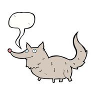 cartoon little wolf with speech bubble N16