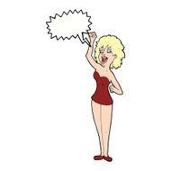 cartoon dancing woman with speech bubble N44
