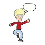 cartoon happy man dancing with speech bubble N33