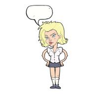 cartoon woman with hands on hips speech bubble N185