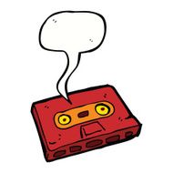 cartoon cassette tape with speech bubble N2