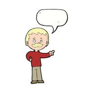 cartoon man with mustache pointing speech bubble N26