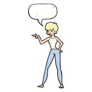cartoon woman pointing with speech bubble N182