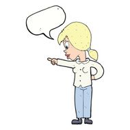 cartoon enthusiastic woman pointing with speech bubble N9