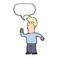 cartoon man signalling with hand speech bubble N5