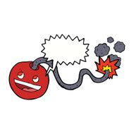 cartoon burning bomb with speech bubble
