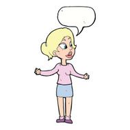 cartoon pretty woman explaining something with speech bubble N9