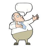 cartoon exasperated middle aged man with speech bubble N9
