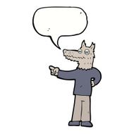 cartoon pointing wolf man with speech bubble N5