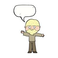 cartoon happy man with beard speech bubble N35