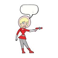 cartoon sci fi girl with speech bubble N9