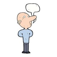 cartoon balding man with speech bubble N16