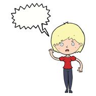 cartoon waving woman with speech bubble N129
