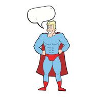 cartoon superhero with speech bubble N19