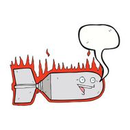 cartoon falling bomb with speech bubble N5