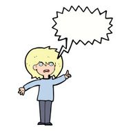 cartoon woman asking question with speech bubble N25