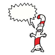 cartoon candy cane with speech bubble N9