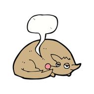 cartoon curled up dog with speech bubble N9