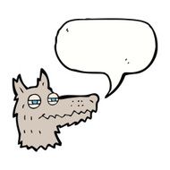 cartoon smug wolf face with speech bubble N4