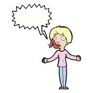 cartoon woman telling lies with speech bubble N9