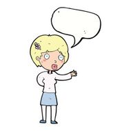 cartoon waving woman with speech bubble N131