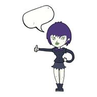 cartoon vampire girl giving thumbs up sign with speech bubble N16