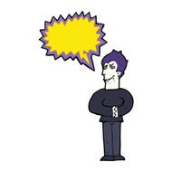 cartoon vampire with speech bubble N103
