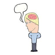 cartoon man with big brain speech bubble N9