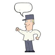 cartoon man punching air with speech bubble N9