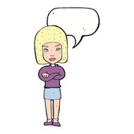 cartoon woman with crossed arms speech bubble N45