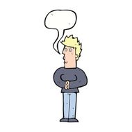 cartoon nervous man with speech bubble N118