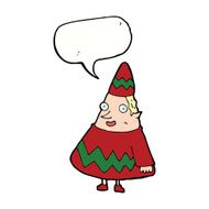 cartoon elf with speech bubble N9