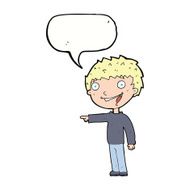 cartoon happy boy laughing with speech bubble N25
