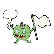cartoon apple with flag speech bubble N8