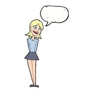 cartoon happy woman with speech bubble N219