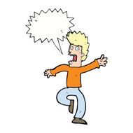 cartoon frightened man with speech bubble N70